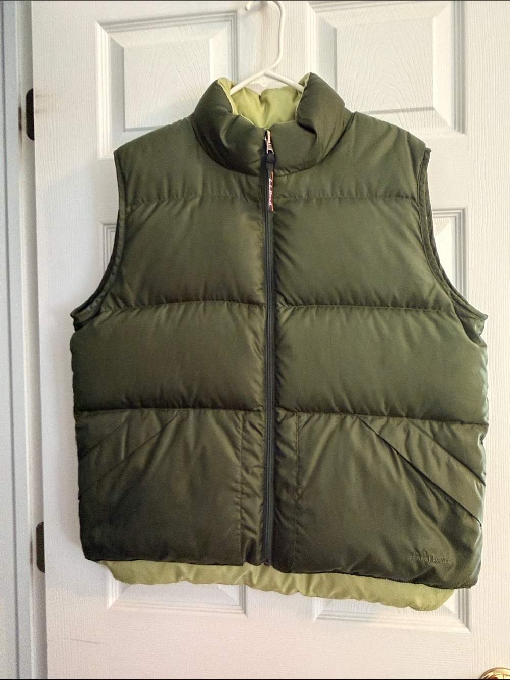 L.L. Bean Olive Green Reversible Puffer Vest